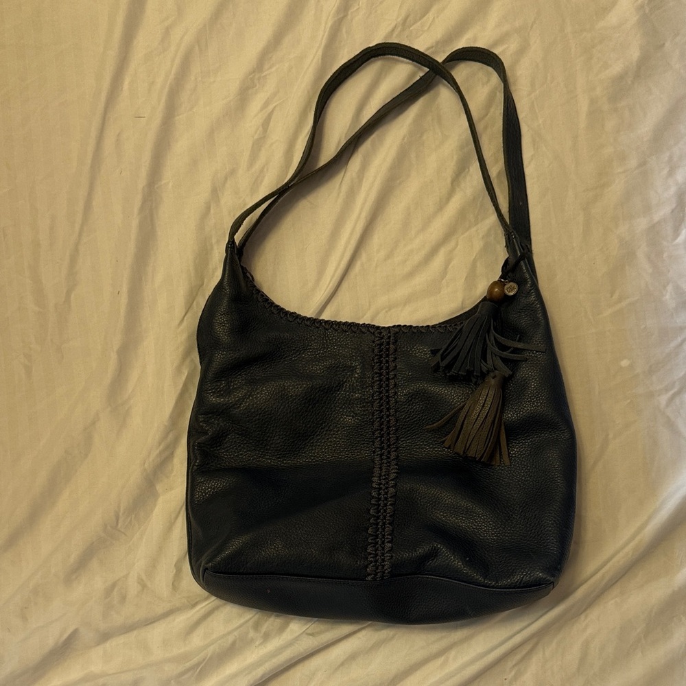 The Sak Navy Leather Hobo Bag with Tassel